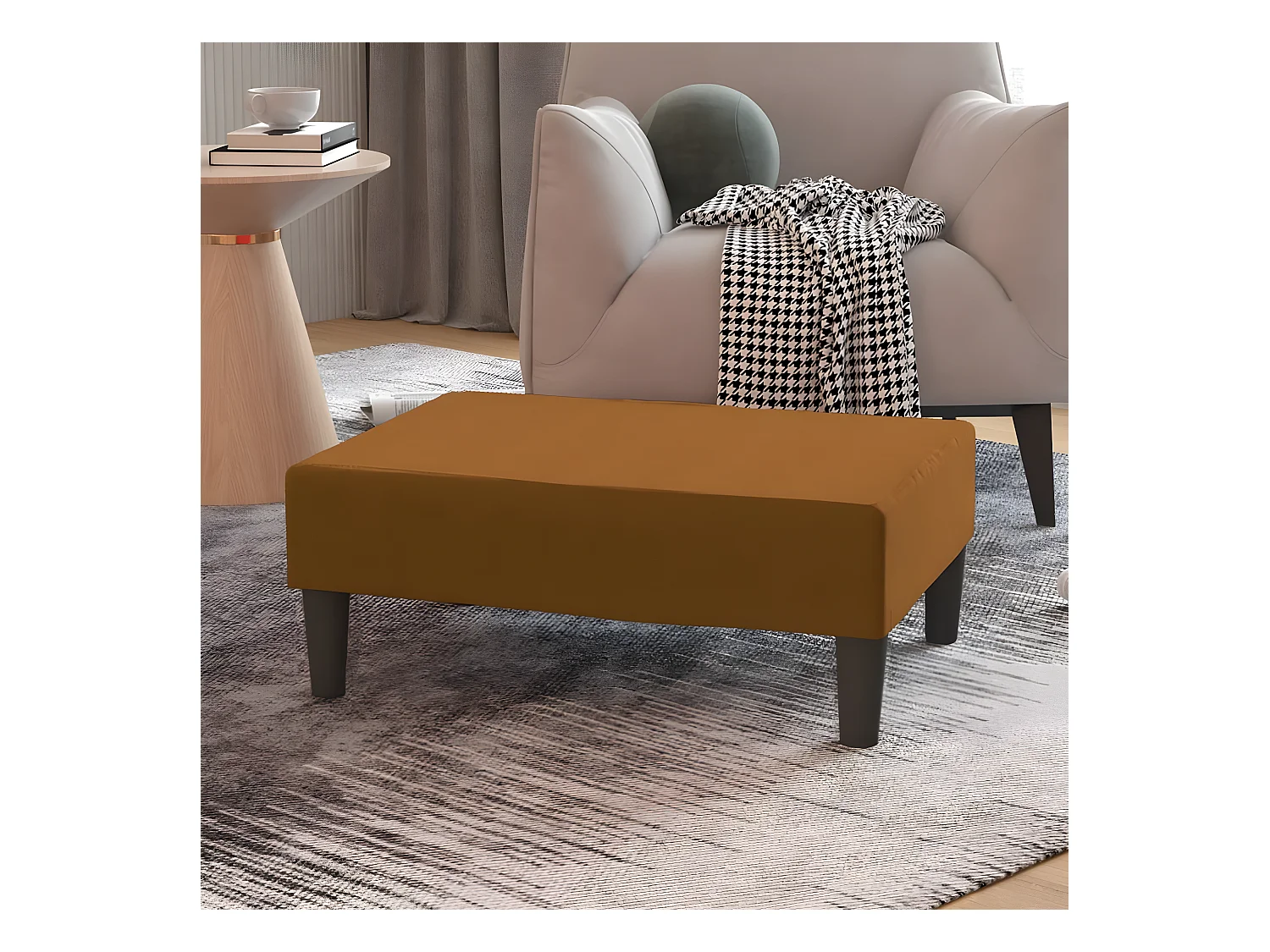 Repose-pied Marron 78x56x32 cm Velours LQF90487
