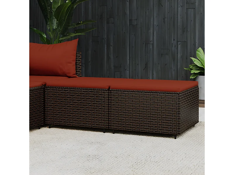 Canapés de jardin et coussins 2 pcs marron résine tressée LQF69242