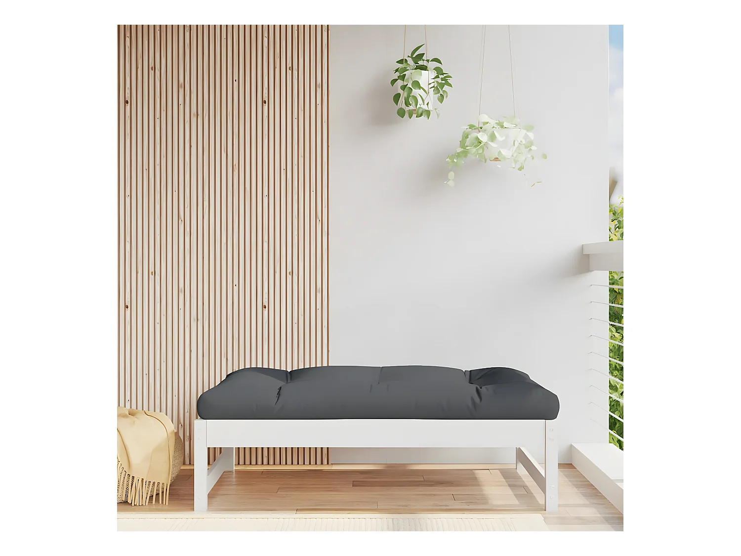 Repose-pied de jardin 120x80 cm blanc bois de pin massif LQF46724