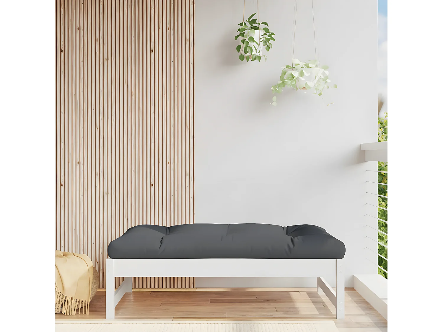 Reposapiés de jardín madera maciza de pino blanco 120x80 cm ES92036