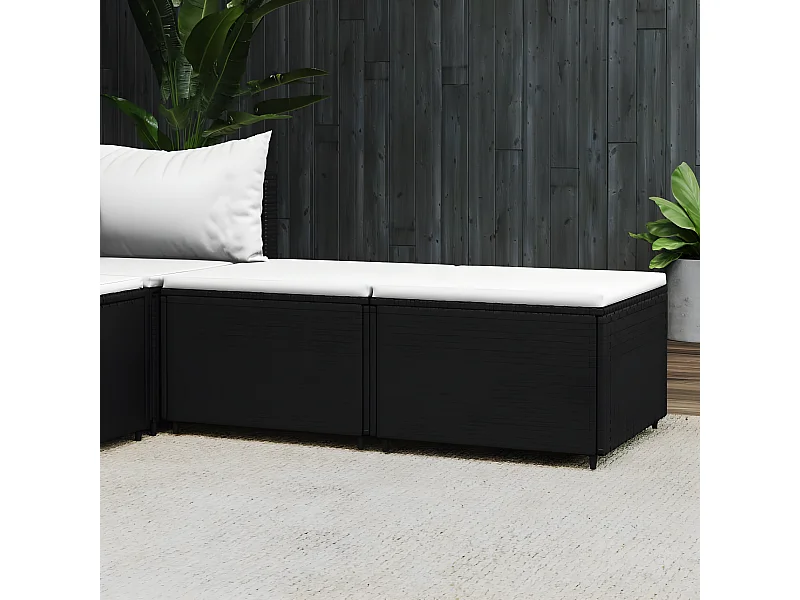 2 pcs Canapés de jardin avec coussins noir résine tressée LQF69810