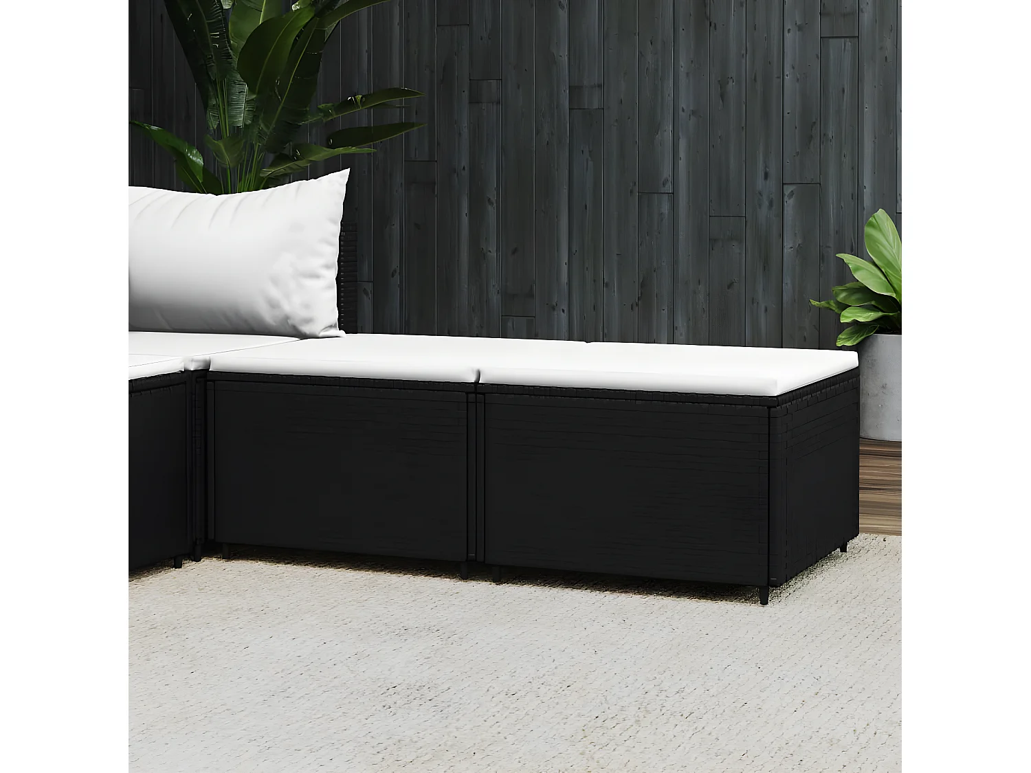 2 pcs Canapés de jardin avec coussins noir résine tressée LQF69810