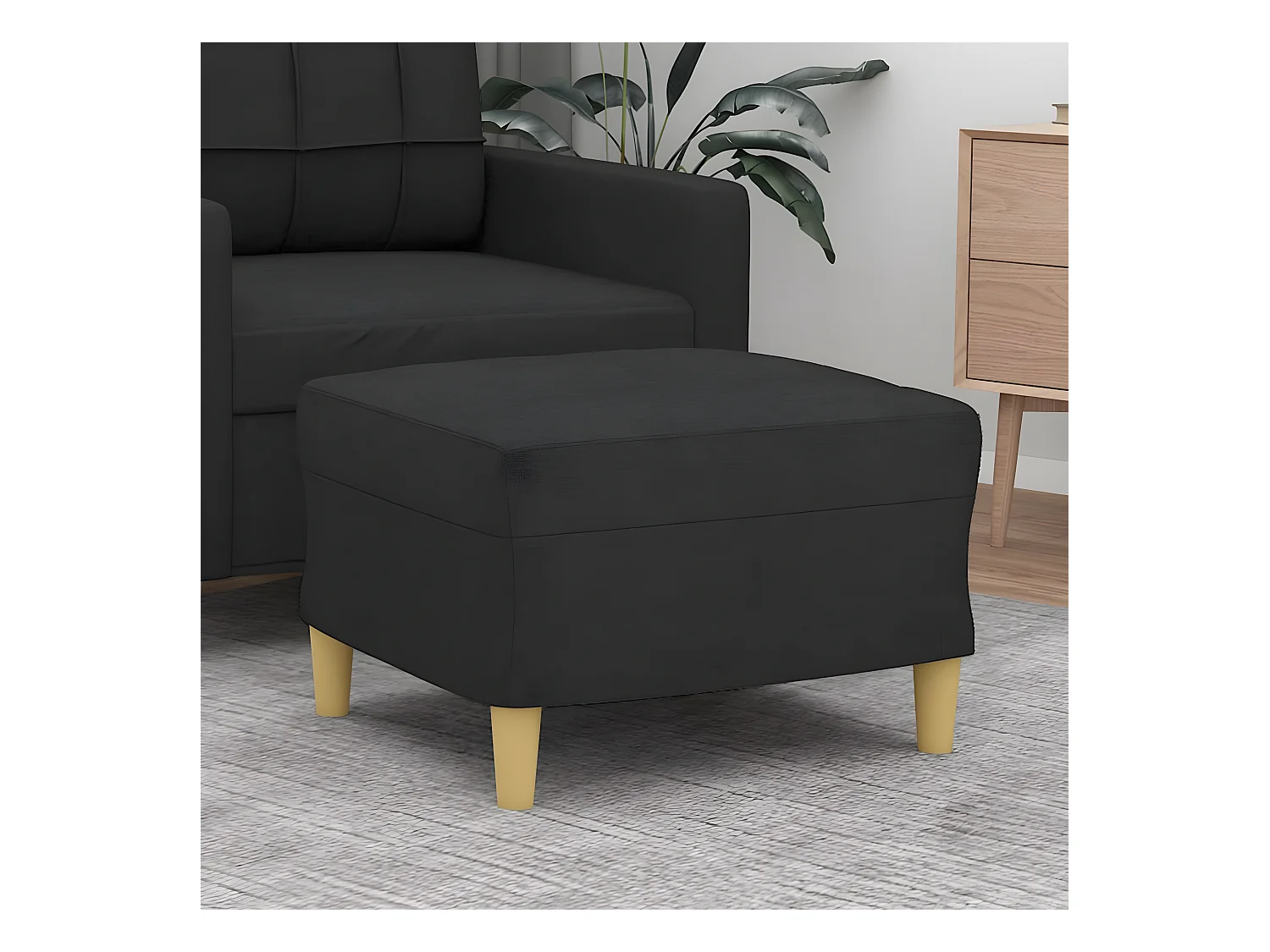 Repose-pied Noir 60x50x41 cm Tissu LQF22458