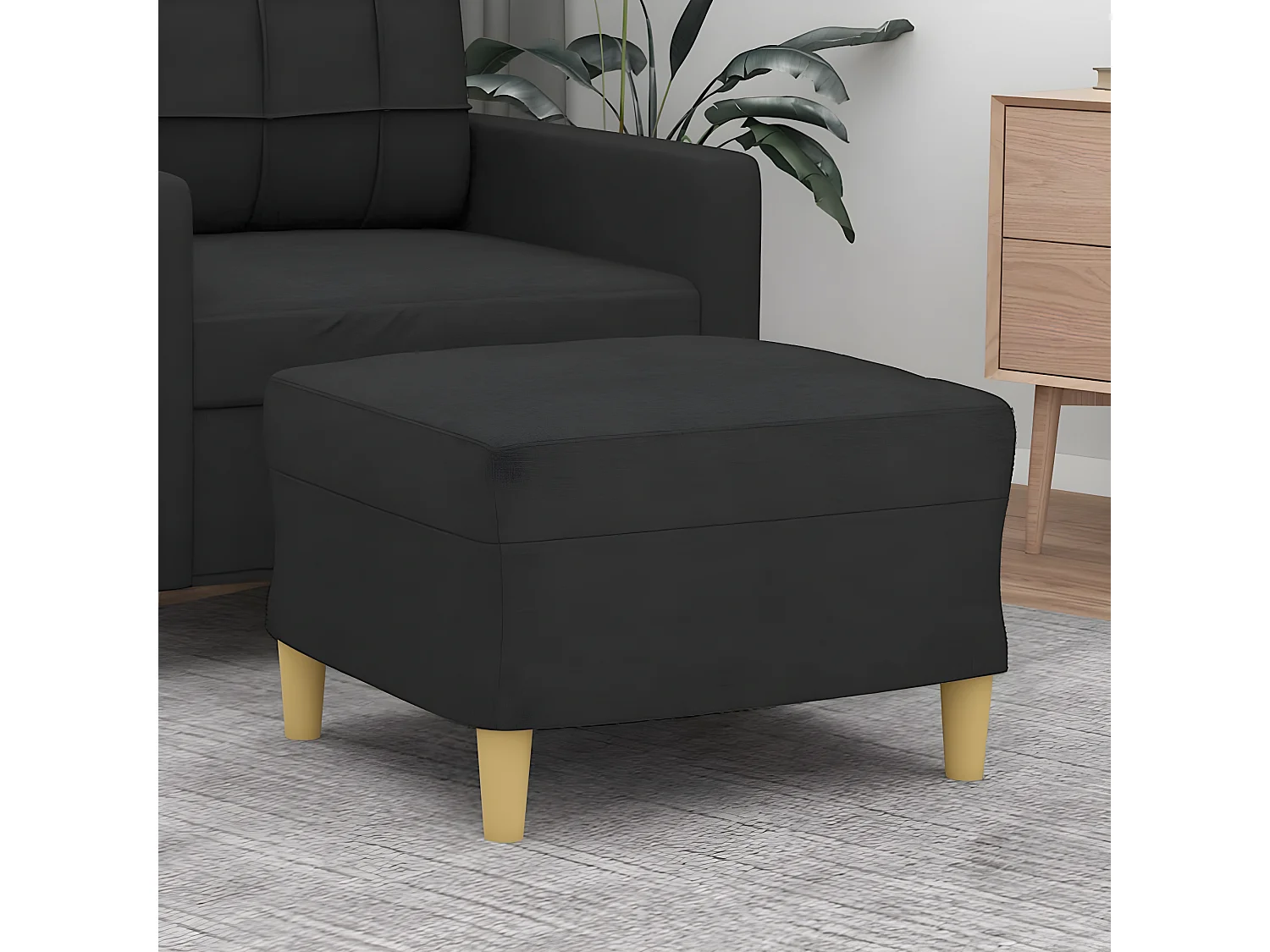 Repose-pied Noir 60x50x41 cm Tissu LQF22458