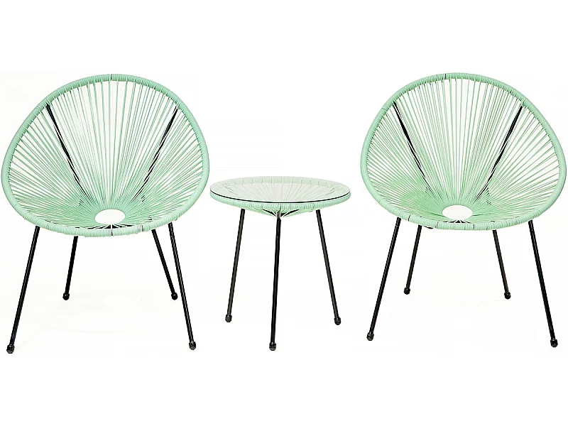 Conjunto de jardim "Liana" 2 lugares em verde claro para um relaxamento elegante ao ar livre