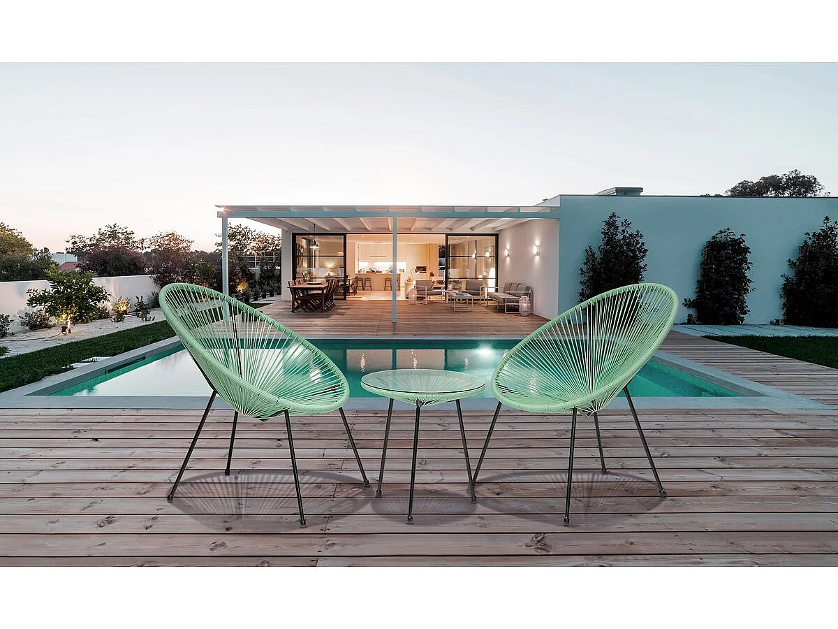 Ensemble de jardin acapulco  "Liana" - 2 places - Vert clair