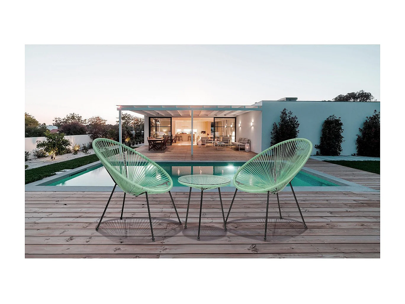 Ensemble de jardin acapulco  "Liana" - 2 places - Vert clair