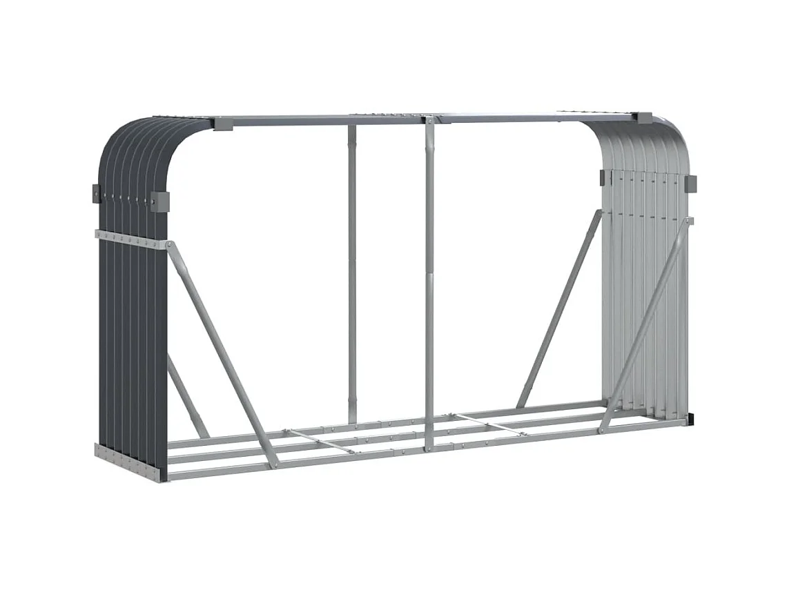 Porte-bûches anthracite 180x45x100 cm acier galvanisé EFVE16310 BonneVie Meuble