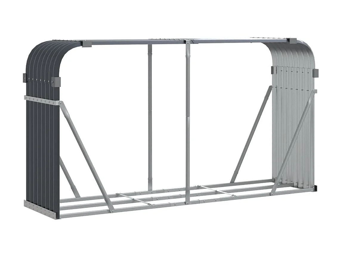 Porte-bûches anthracite 180x45x100 cm acier galvanisé EFVE16310 BonneVie Meuble