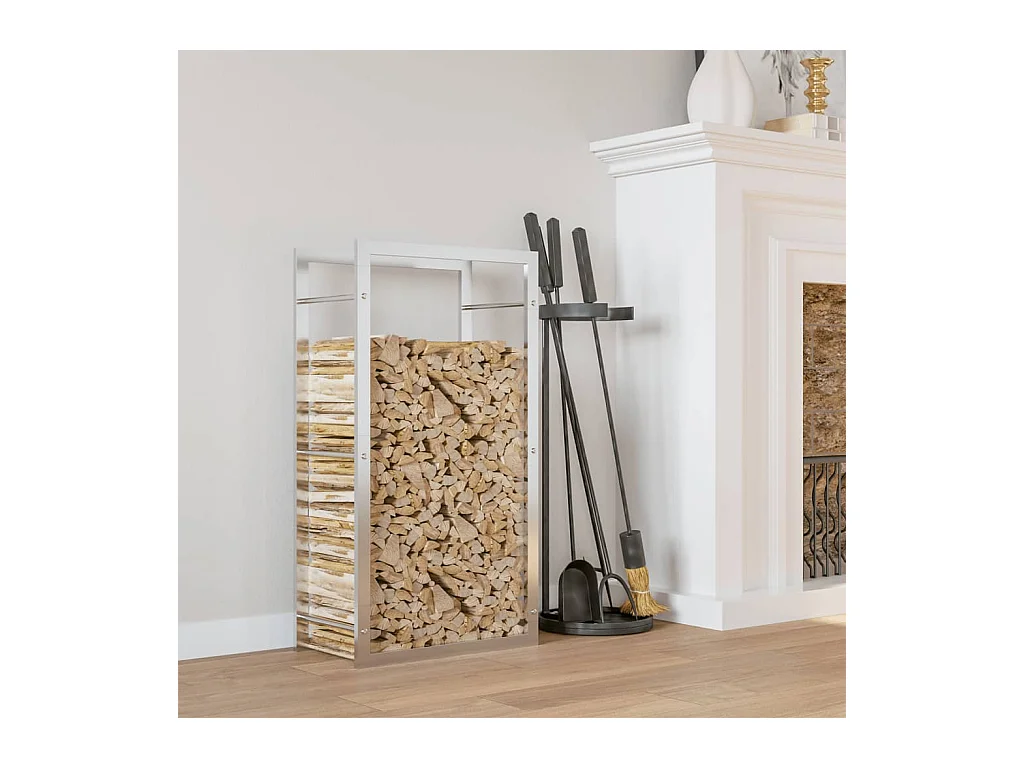 Porte-bûches 50x28x94 cm acier inoxydable -ASAF34291 BonneVie Meuble