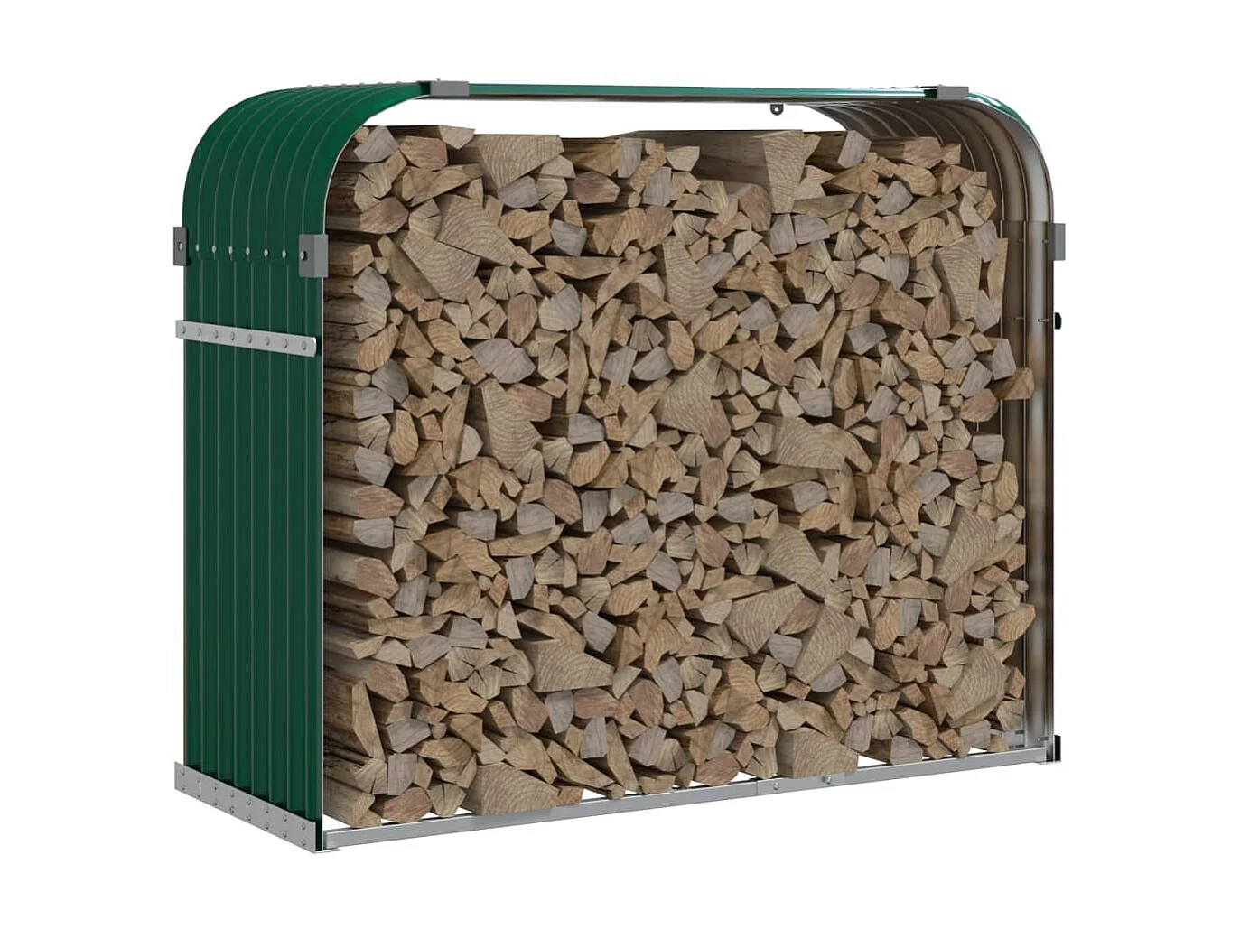 Porte-bûches vert 120x45x100 cm acier galvanisé EFVE28949 BonneVie Meuble