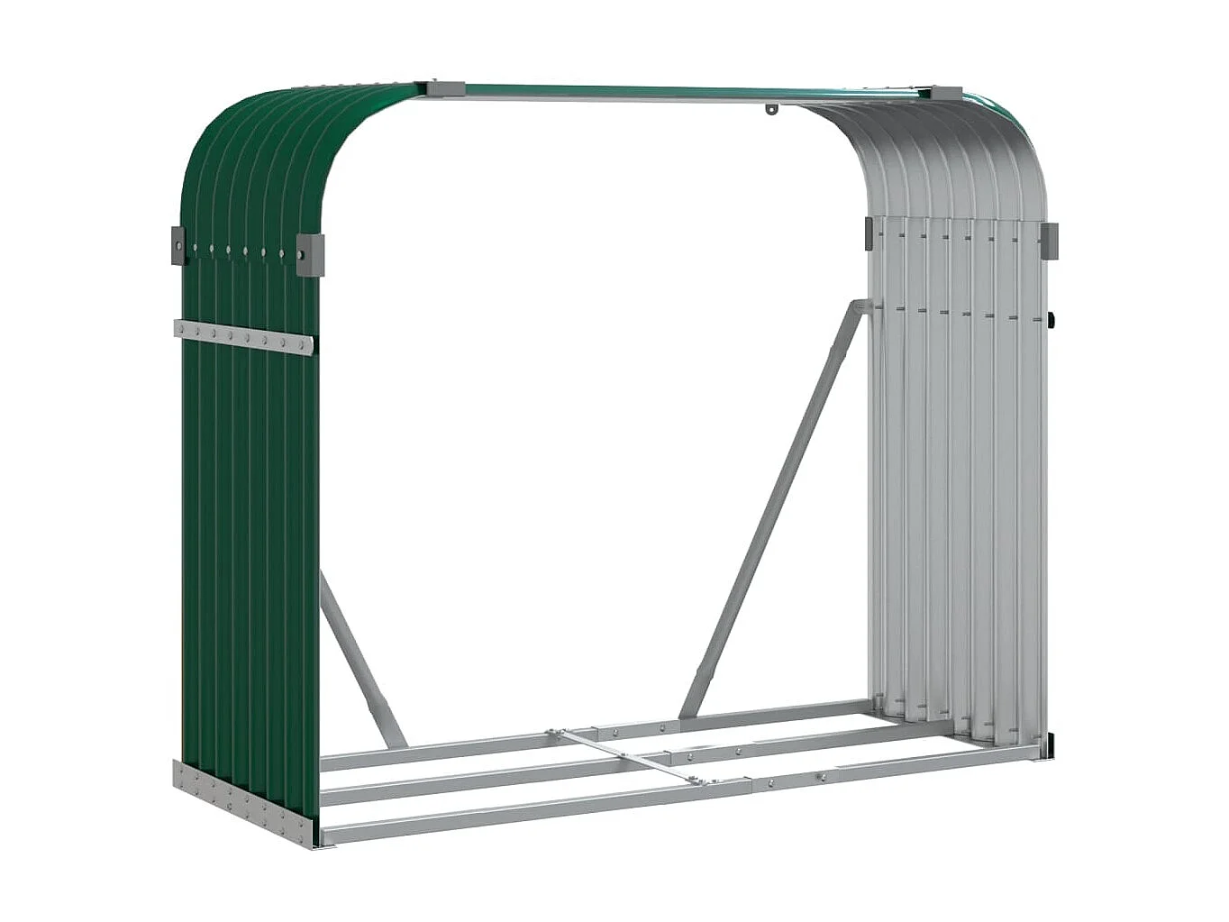 Porte-bûches vert 120x45x100 cm acier galvanisé EFVE28949 BonneVie Meuble