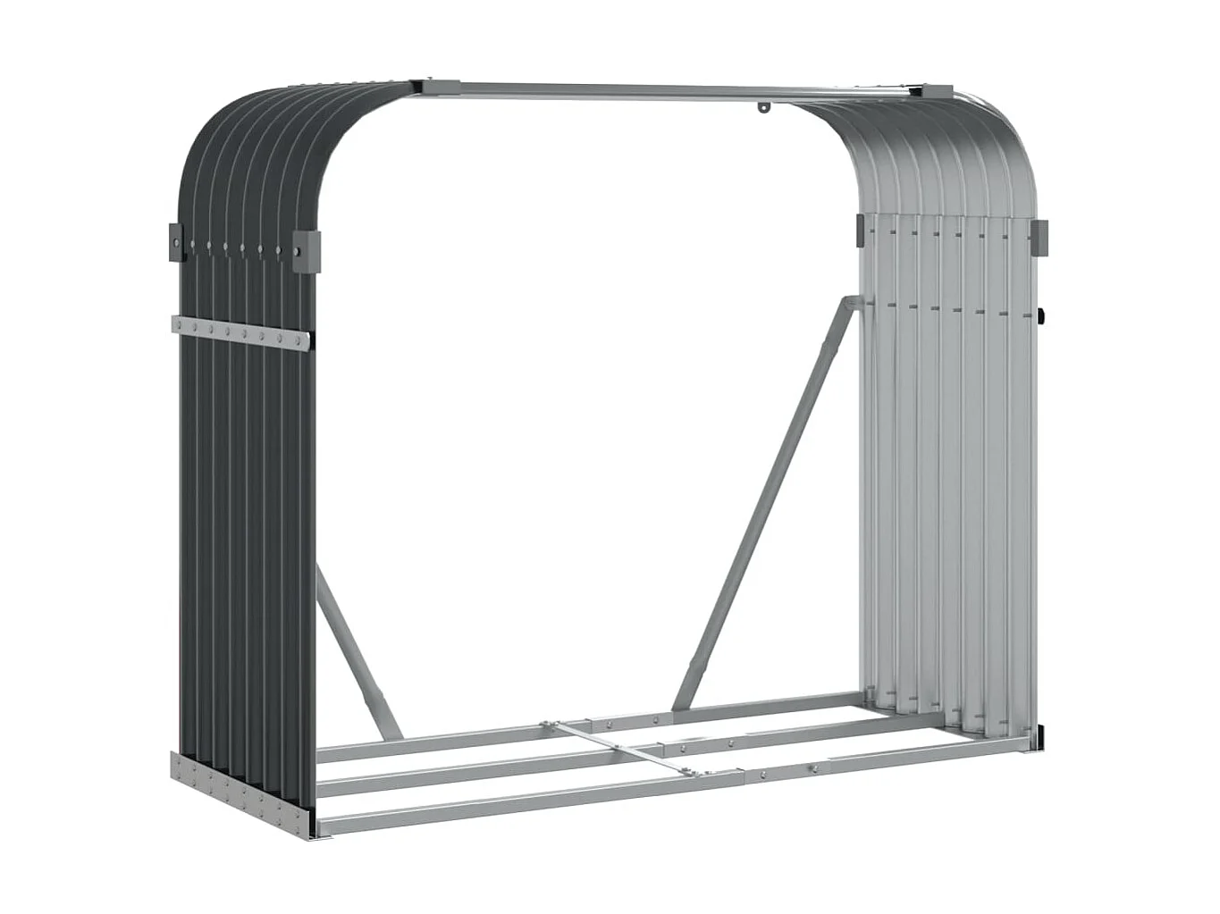 Porte-bûches anthracite 120x45x100 cm acier galvanisé EFVE41181 BonneVie Meuble