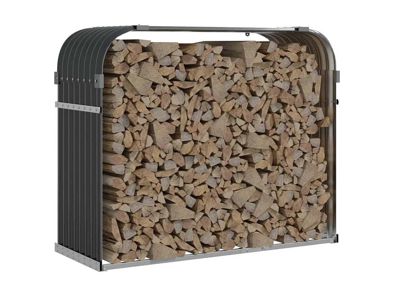 Porte-bûches anthracite 120x45x100 cm acier galvanisé EFVE41181 BonneVie Meuble