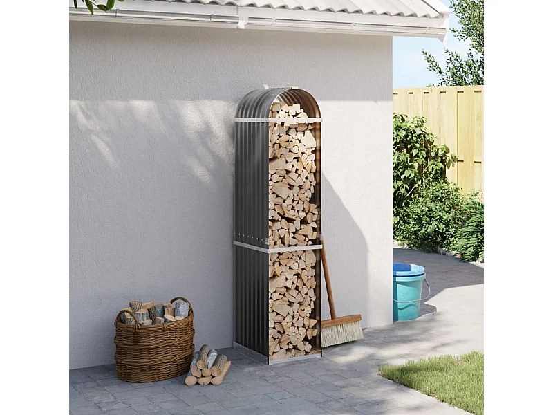 Suporte de lenha 40x45x170 cm aço galvanizado antracite PT903015