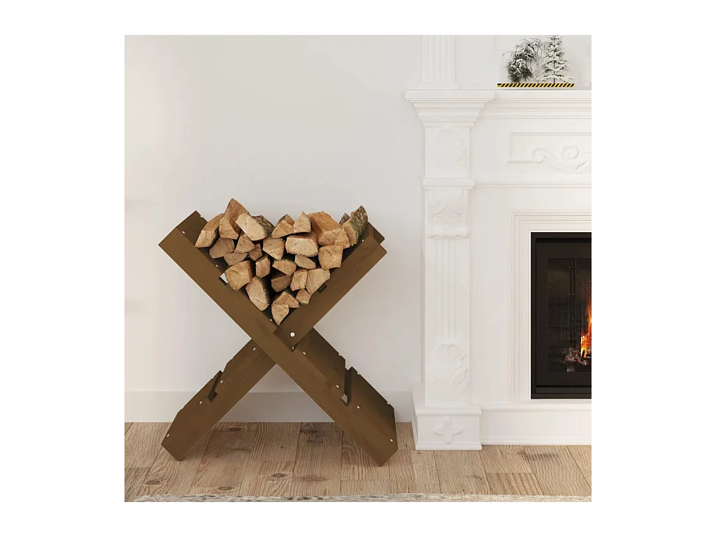 Porte-bûches Marron miel 47x39,5x48 cm Bois massif de pin -ASAF21615 BonneVie Meuble
