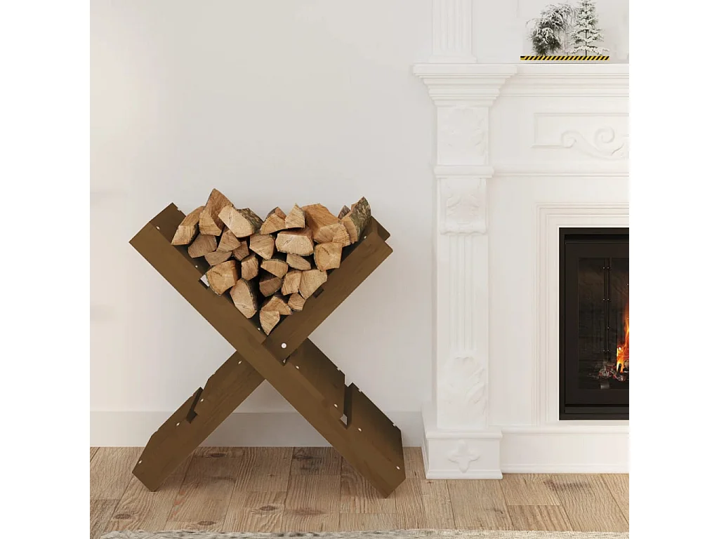 Porte-bûches Marron miel 47x39,5x48 cm Bois massif de pin -ASAF21615 BonneVie Meuble