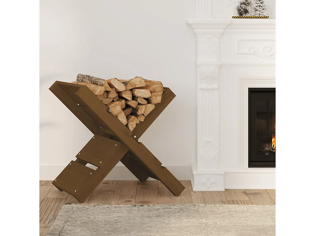 Porte-bûches Marron miel 47x39,5x48 cm Bois massif de pin -ASAF21615 BonneVie Meuble