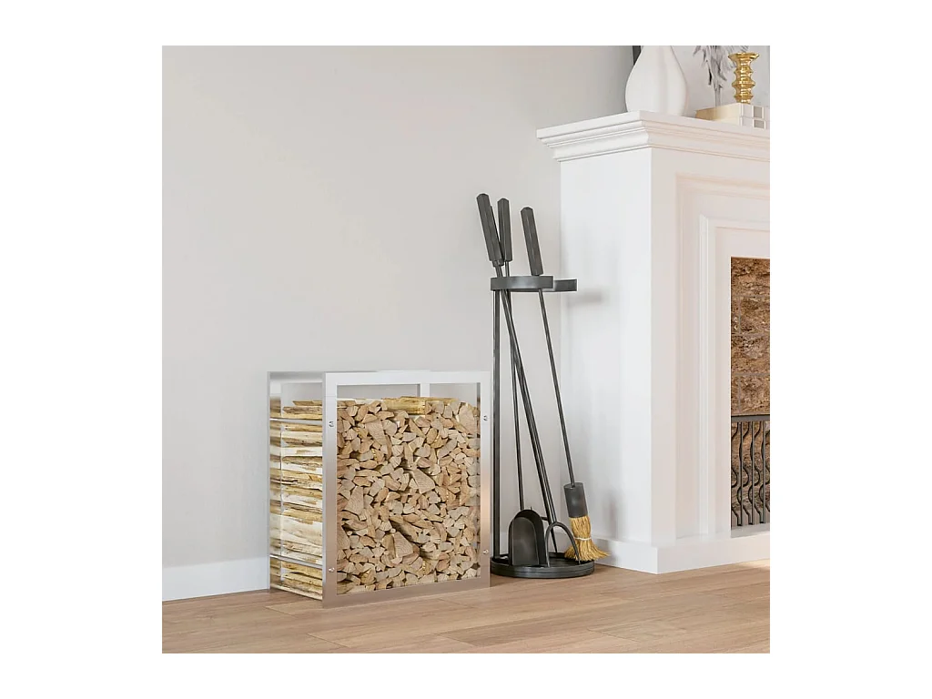 Porte-bûches 80x28x86 cm acier inoxydable -ASAF63904 BonneVie Meuble