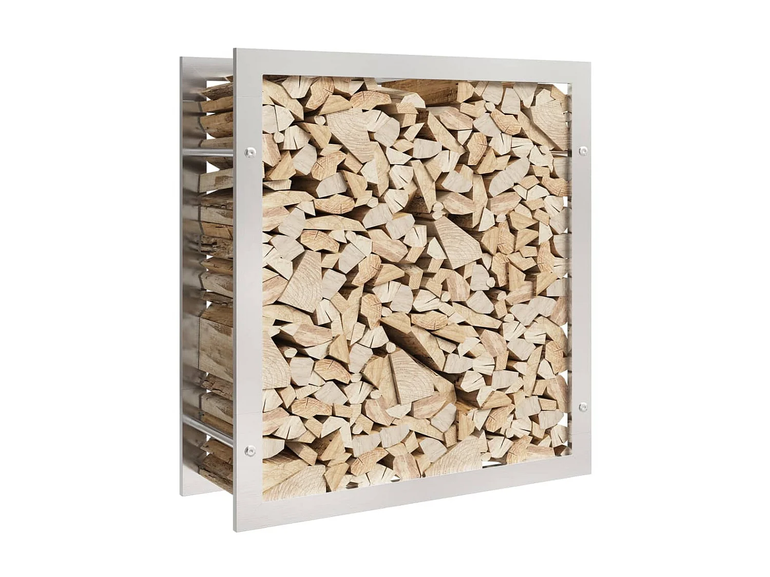 Porte-bûches 80x28x86 cm acier inoxydable -ASAF63904 BonneVie Meuble