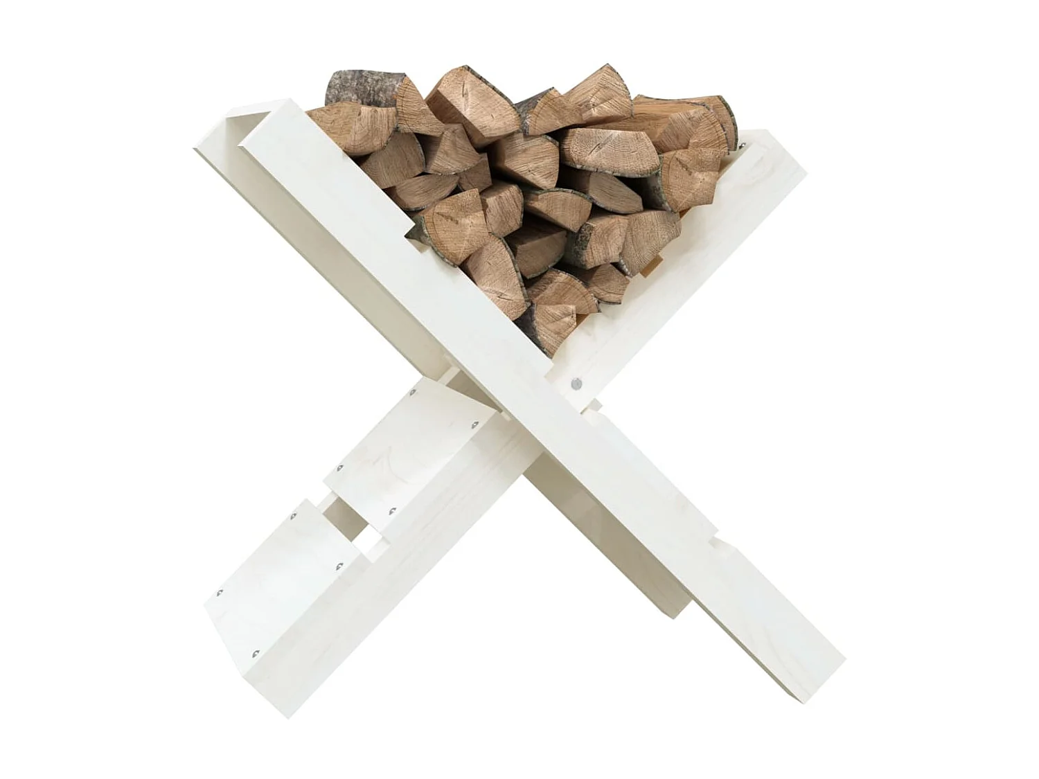 Suporte de lenha 47x39,5x48 cm madeira de pinho maciça branco PT957281