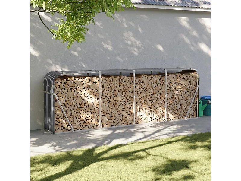 Suporte de lenha 300x45x100 cm aço galvanizado antracite PT588983