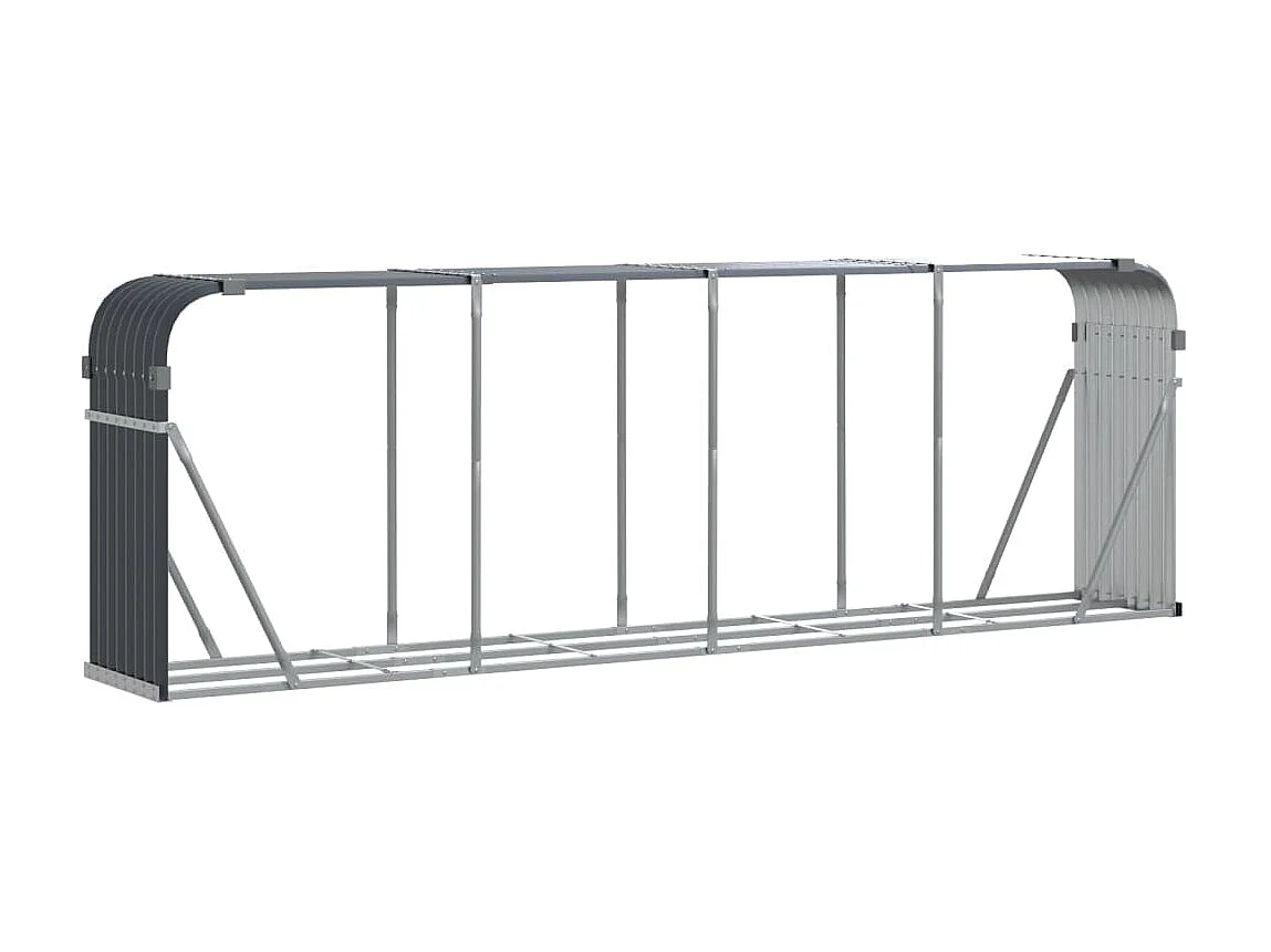 Porte-bûches anthracite 300x45x100 cm acier galvanisé EFVE25940 BonneVie Meuble