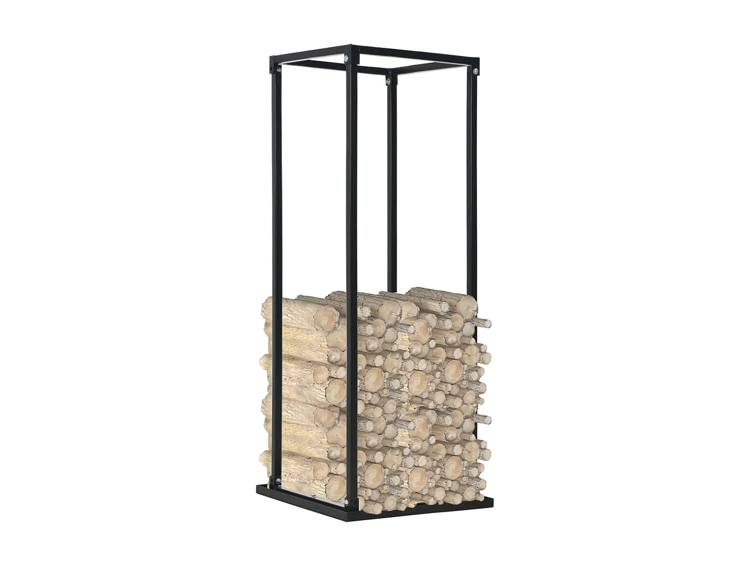 Porte-bûches avec base Noir 37x37x113 cm Acier -ASAF30477 BonneVie Meuble