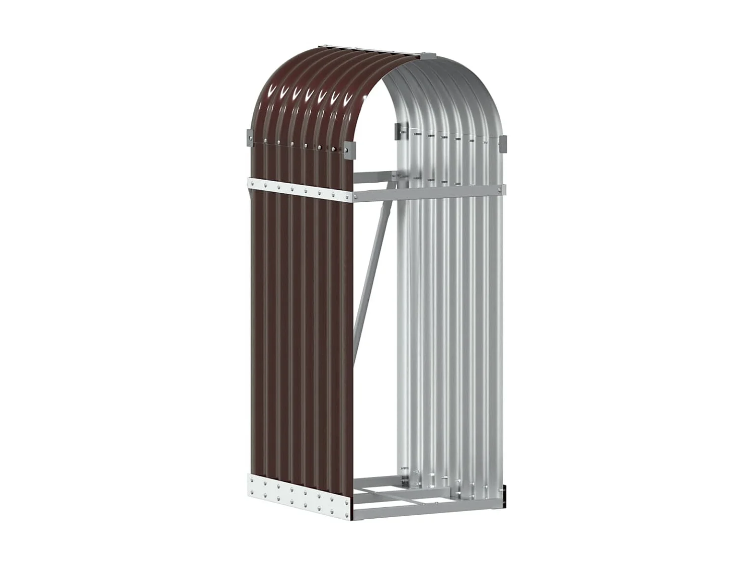 Porte-bûches marron 40x45x100 cm acier galvanisé EFVE64341 BonneVie Meuble