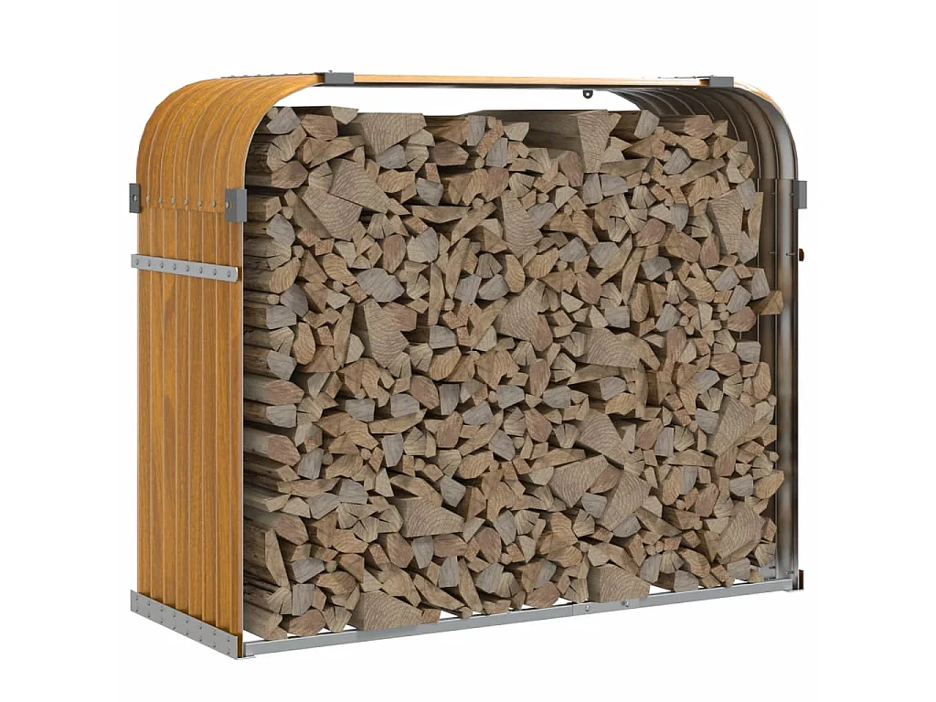 Porte-bûches marron clair 120x45x100 cm acier galvanisé EFVE71195 BonneVie Meuble