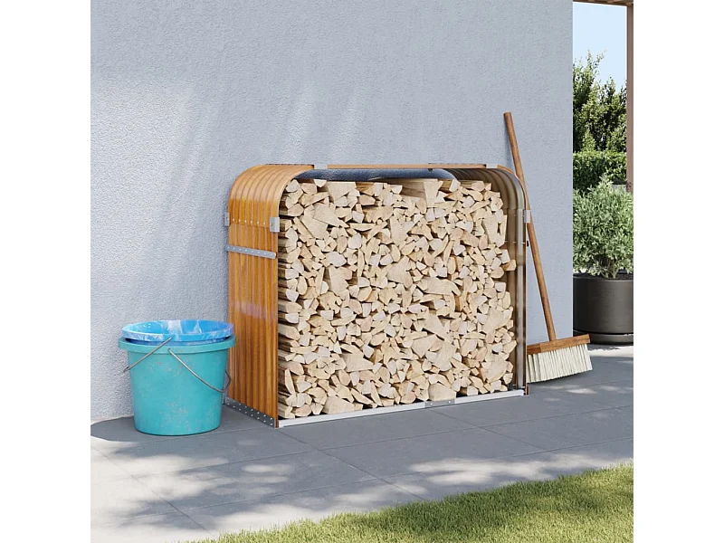Haardhoutopslag 120x45x100 cm gegalvaniseerd staal lichtbruin NL582372