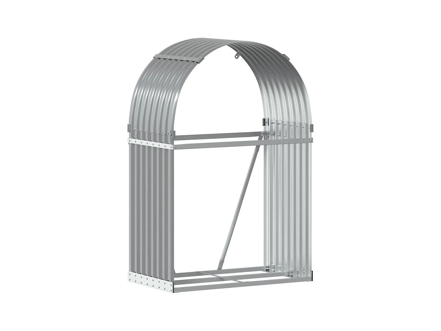 Porte-bûches gris clair 80x45x120 cm acier galvanisé EFVE20834 BonneVie Meuble