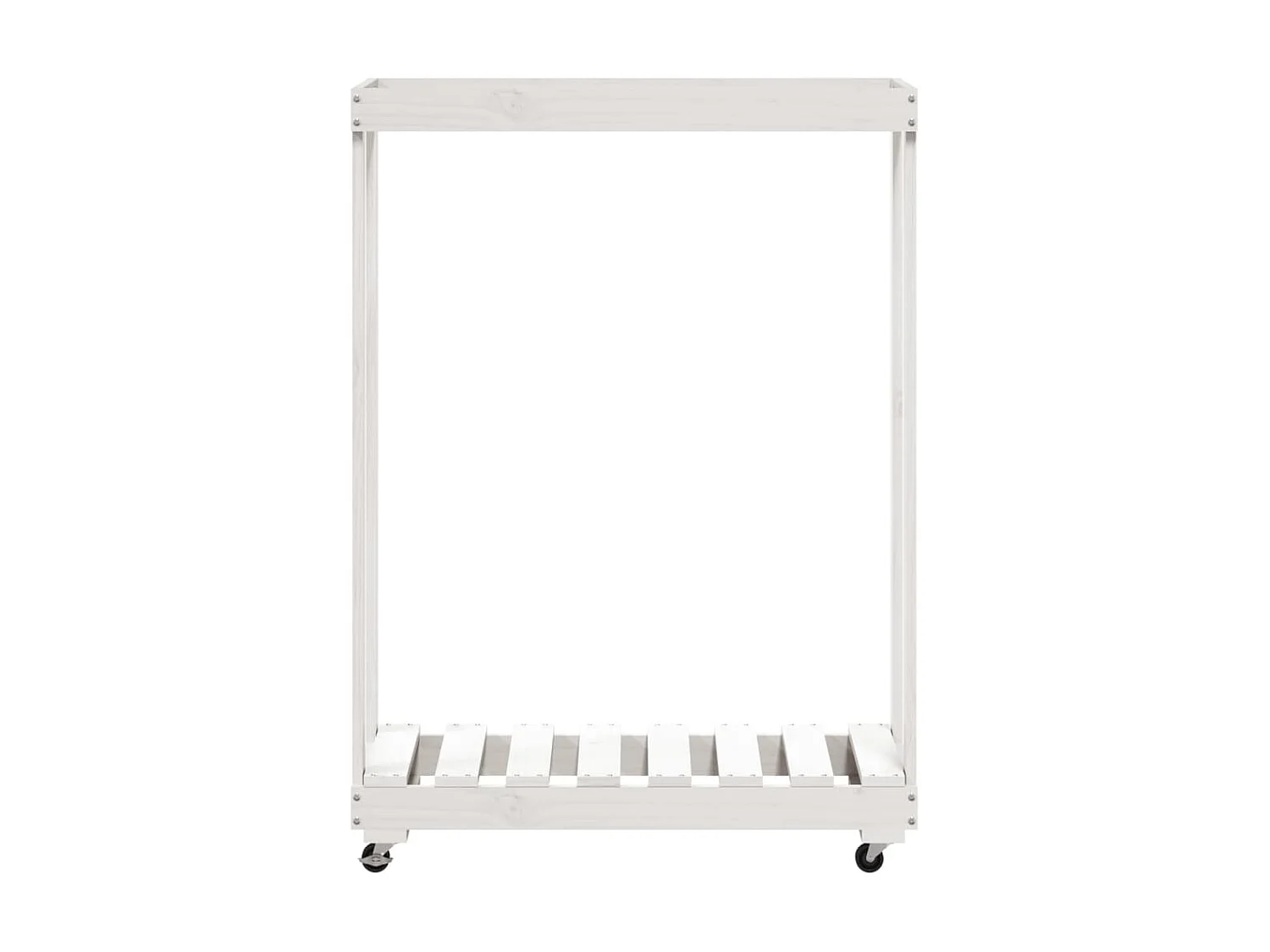 Porte-bûches avec roulettes blanc 76,5x40x108cm bois massif pin -ASAF76673 BonneVie Meuble