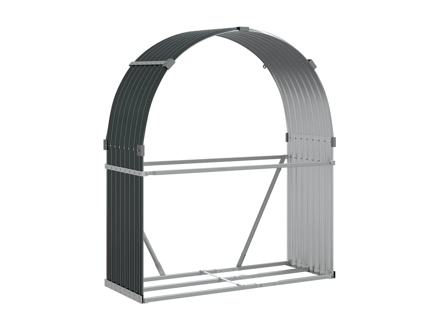 Porte-bûches anthracite 120x45x140 cm acier galvanisé EFVE42491 BonneVie Meuble