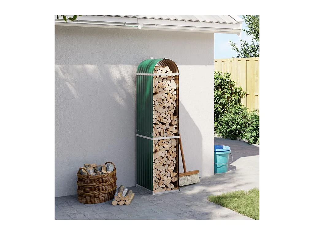 Porte-bûches vert 40x45x170 cm acier galvanisé EFVE51930 BonneVie Meuble