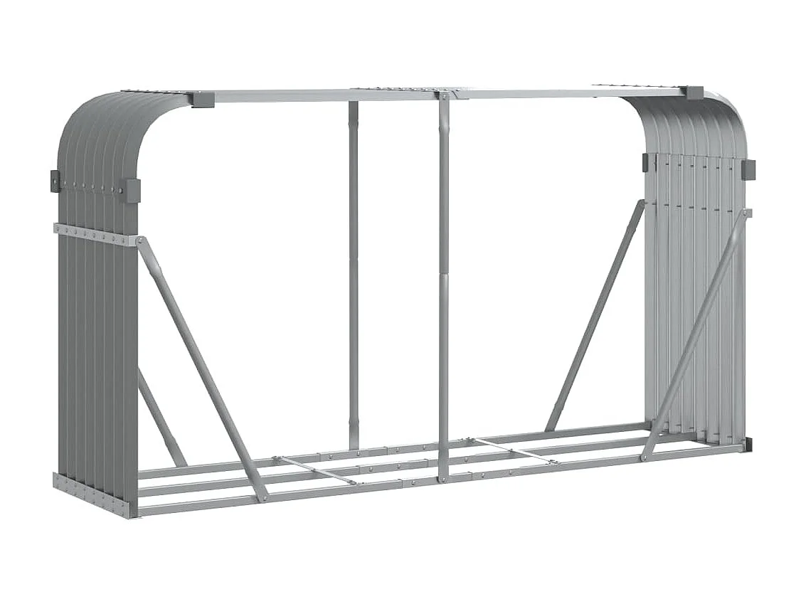 Porte-bûches gris clair 180x45x100 cm acier galvanisé EFVE22091 BonneVie Meuble