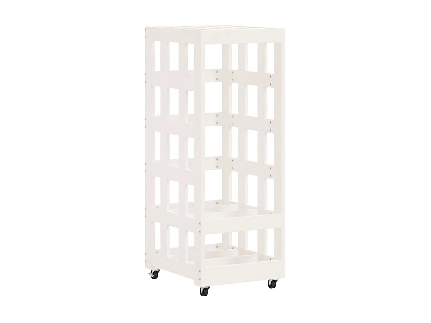 Suporte de lenha c/ rodas 40x49x110 cm pinho maciço branco PT599764
