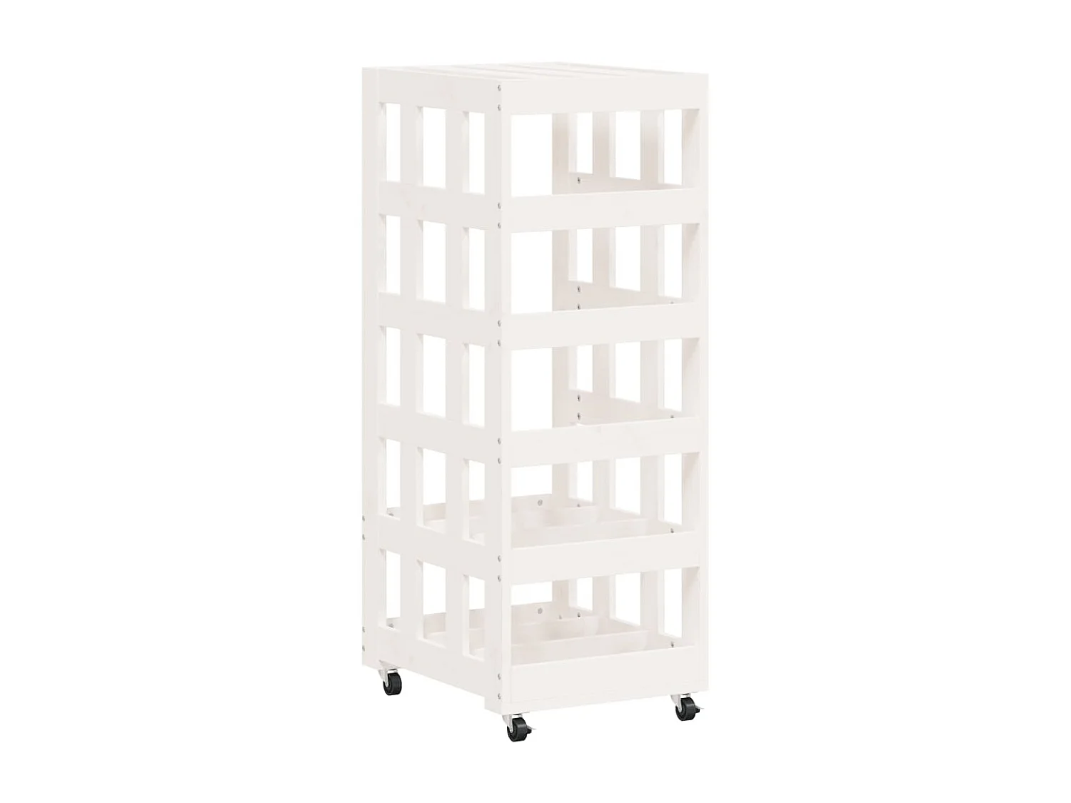 Suporte de lenha c/ rodas 40x49x110 cm pinho maciço branco PT599764