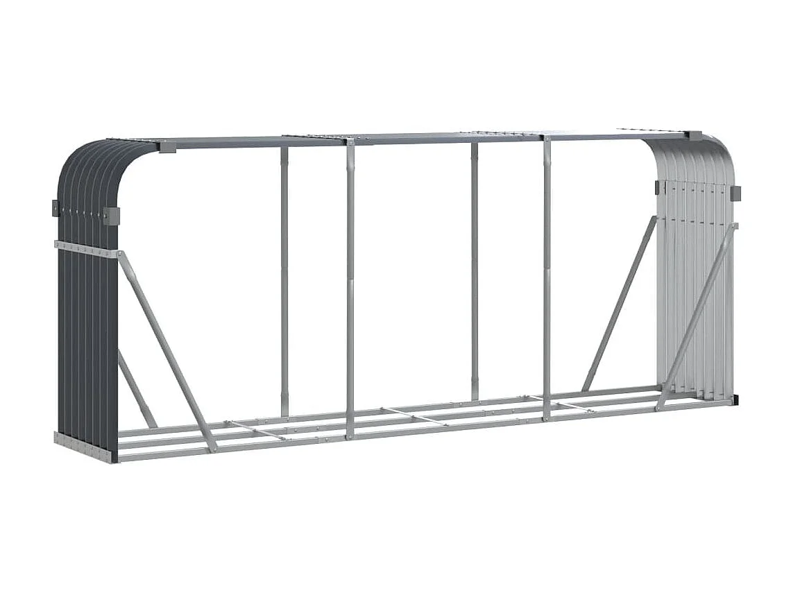 Porte-bûches anthracite 234x45x100 cm acier galvanisé EFVE53870 BonneVie Meuble