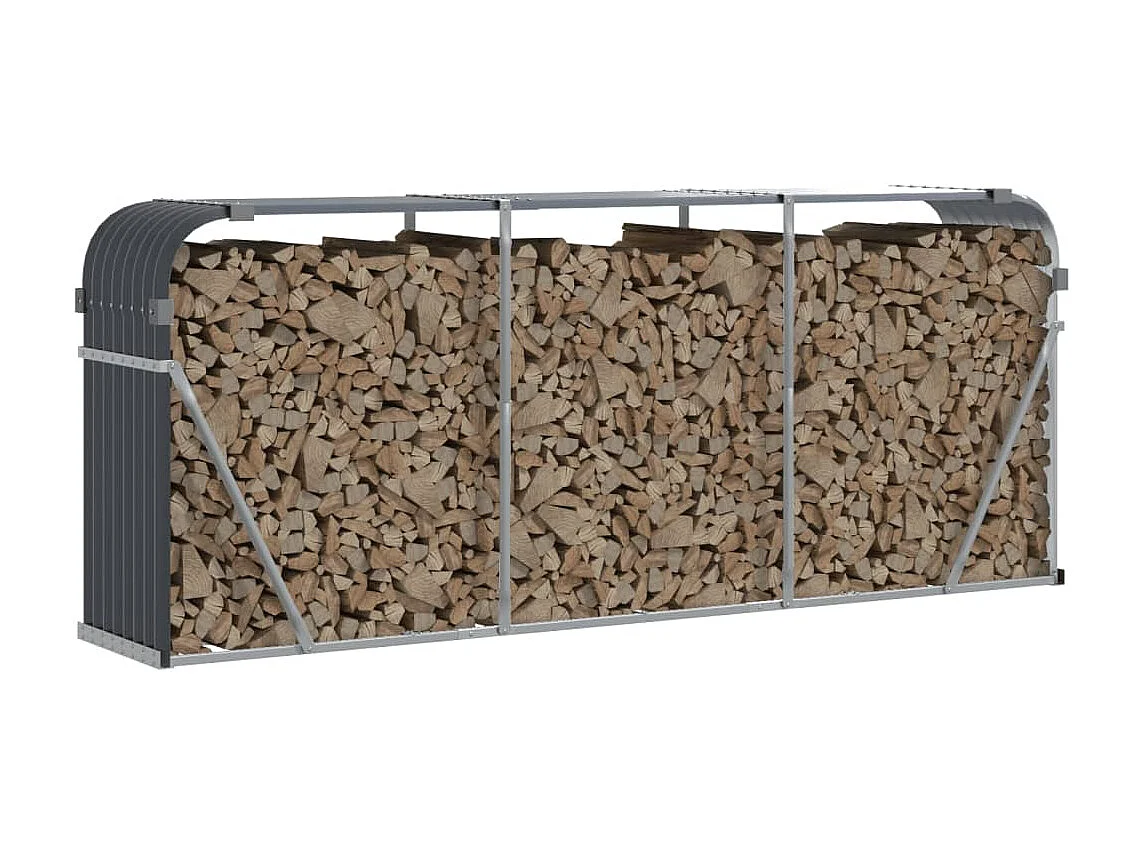 Porte-bûches anthracite 234x45x100 cm acier galvanisé EFVE53870 BonneVie Meuble