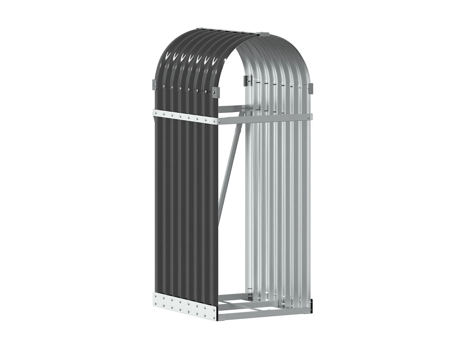 Porte-bûches anthracite 40x45x100 cm acier galvanisé EFVE61651 BonneVie Meuble