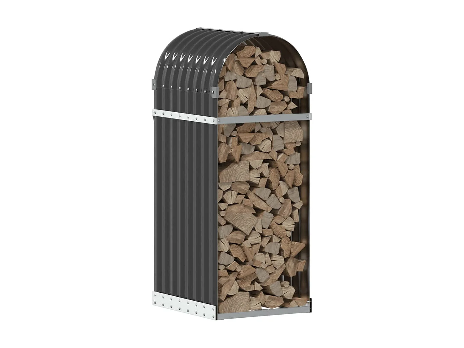 Porte-bûches anthracite 40x45x100 cm acier galvanisé EFVE61651 BonneVie Meuble