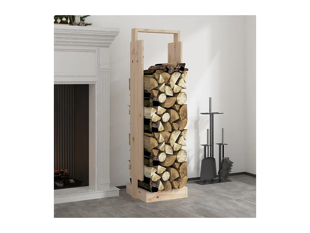 Porte-bûches 33,5x30x110 cm Bois massif de pin EFVE10515 BonneVie Meuble