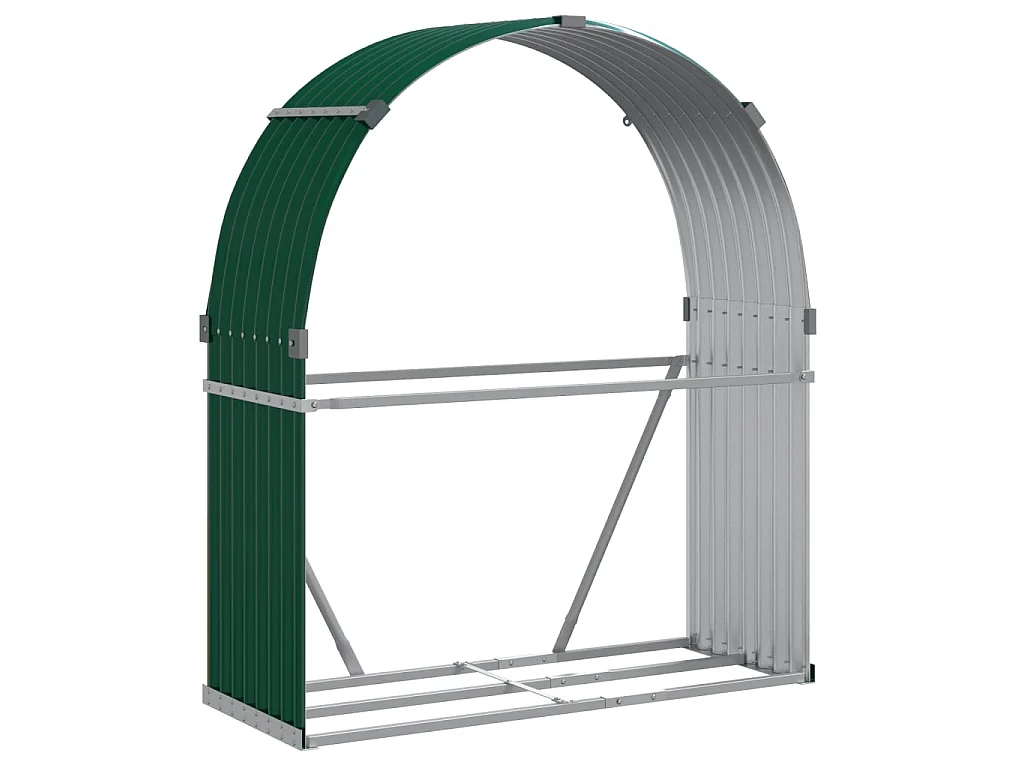 Porte-bûches vert 120x45x140 cm acier galvanisé EFVE61127 BonneVie Meuble