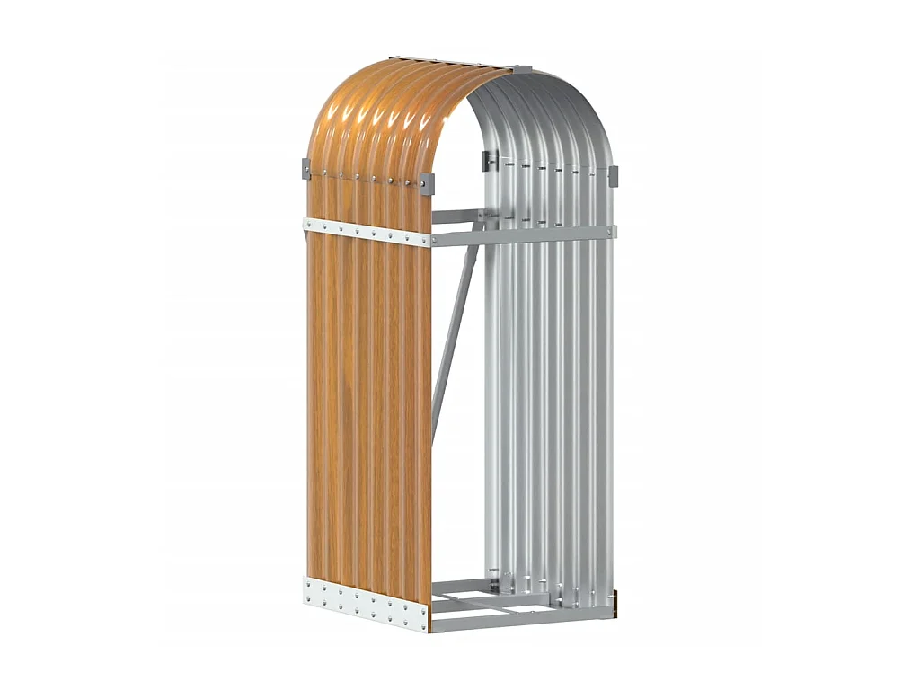 Porte-bûches marron clair 40x45x100 cm acier galvanisé EFVE57059 BonneVie Meuble