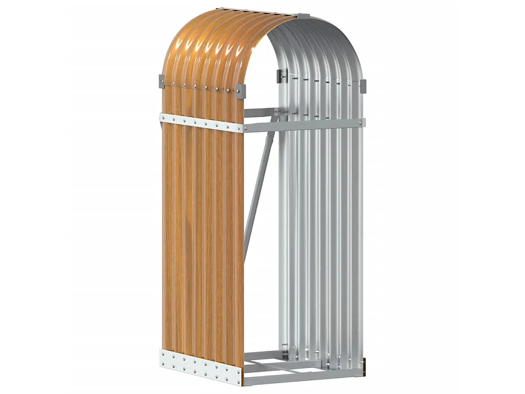 Porte-bûches marron clair 40x45x100 cm acier galvanisé EFVE57059 BonneVie Meuble