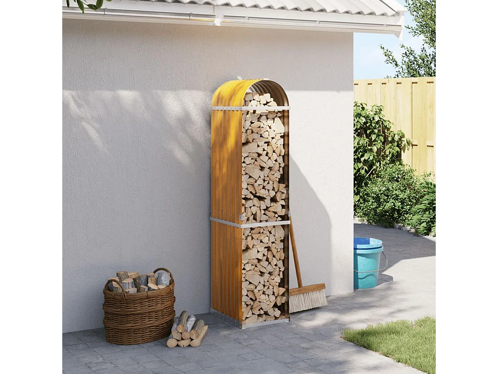 Porte-bûches marron clair 40x45x170 cm acier galvanisé EFVE27187 BonneVie Meuble