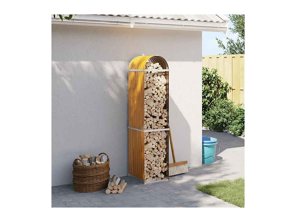 Porte-bûches marron clair 40x45x170 cm acier galvanisé EFVE27187 BonneVie Meuble