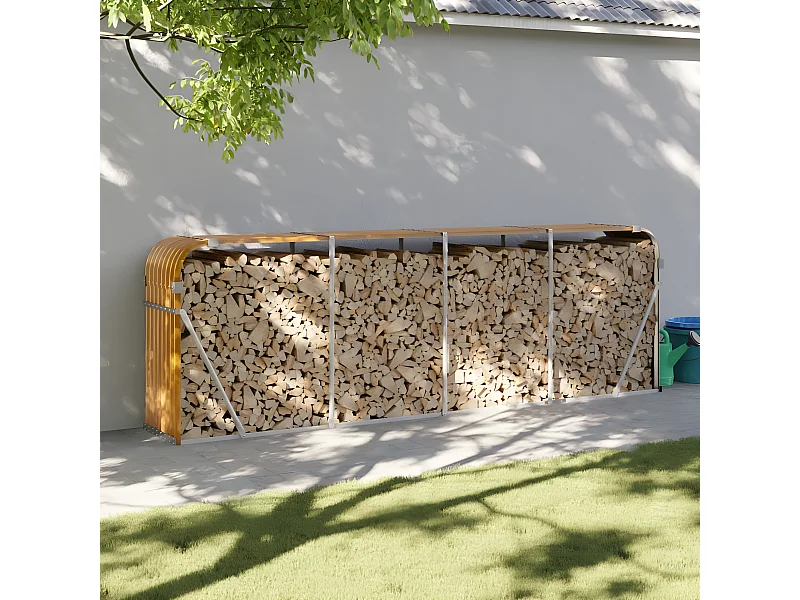 Haardhoutopslag 300x45x100 cm gegalvaniseerd staal lichtbruin NL944147