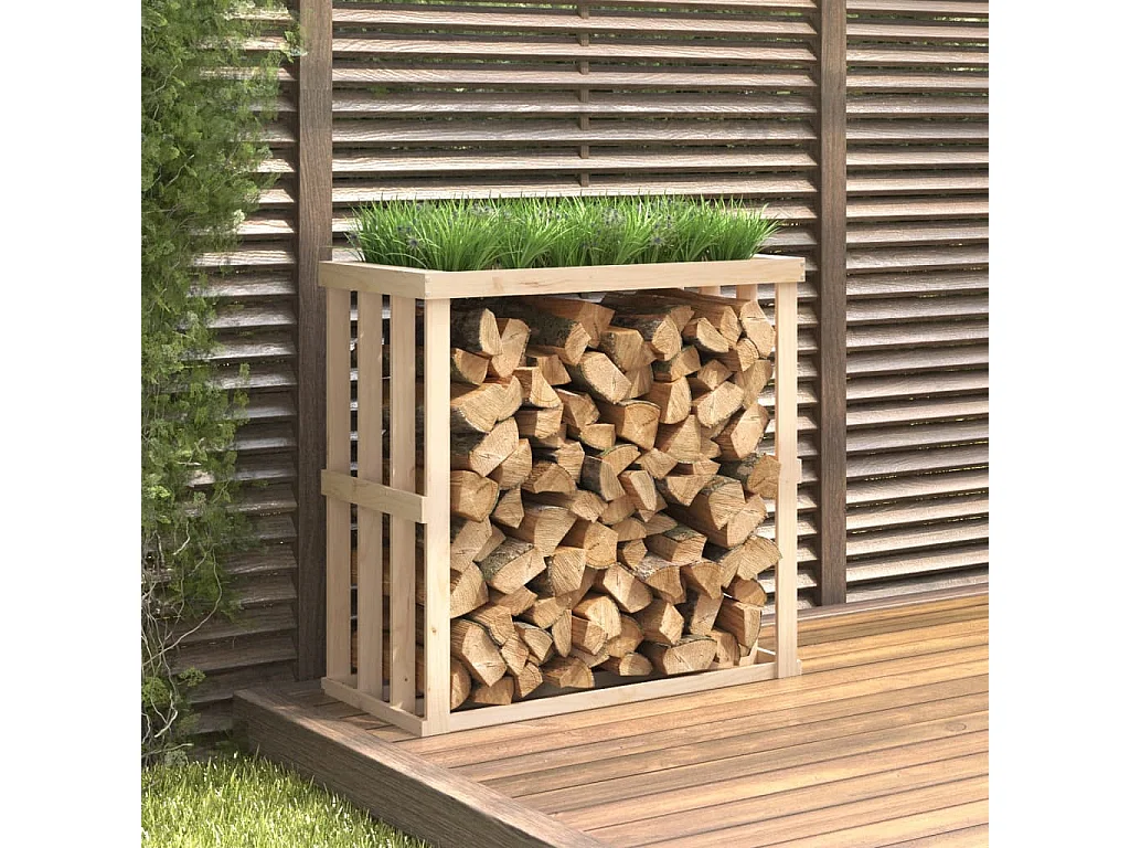 Porte-bûches d’extérieur 108x52x106 cm Bois massif de pin EFVE38279 BonneVie Meuble